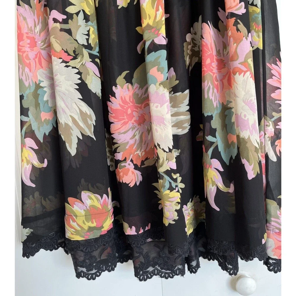 Maeve Anthropologie Violette Floral Chiffon Mini Dress Sheer Size S Sleeveless - Picture 3 of 11
